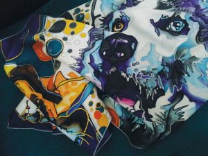 hand painted silk scarf dogs animals