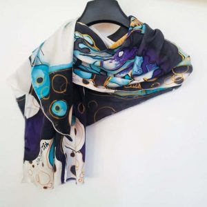 hand painted silk scarf skull