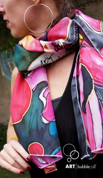 a hand-painted silk scarf
